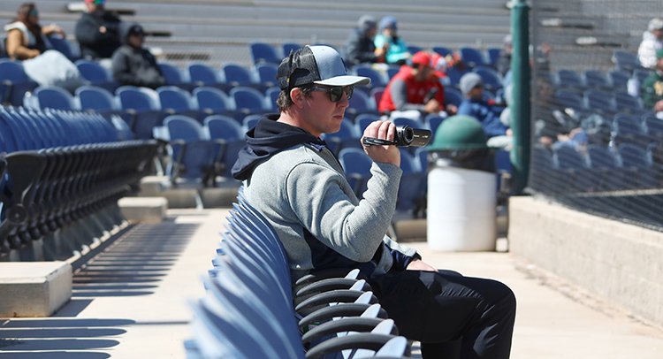 Joe Weilbruda at work as a scout at MC's Christensen Stadium